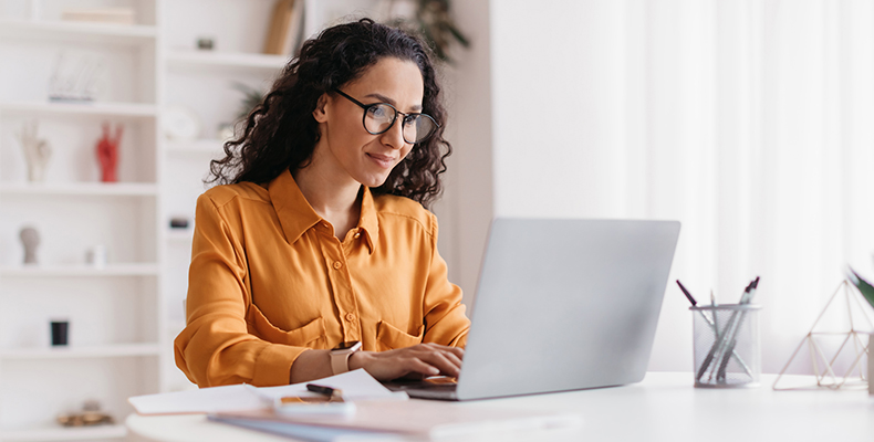 Woman working on laptop
