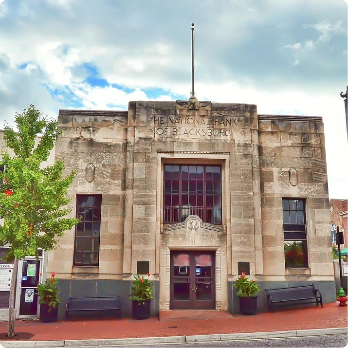 The original National Bank of Blacksburg building.